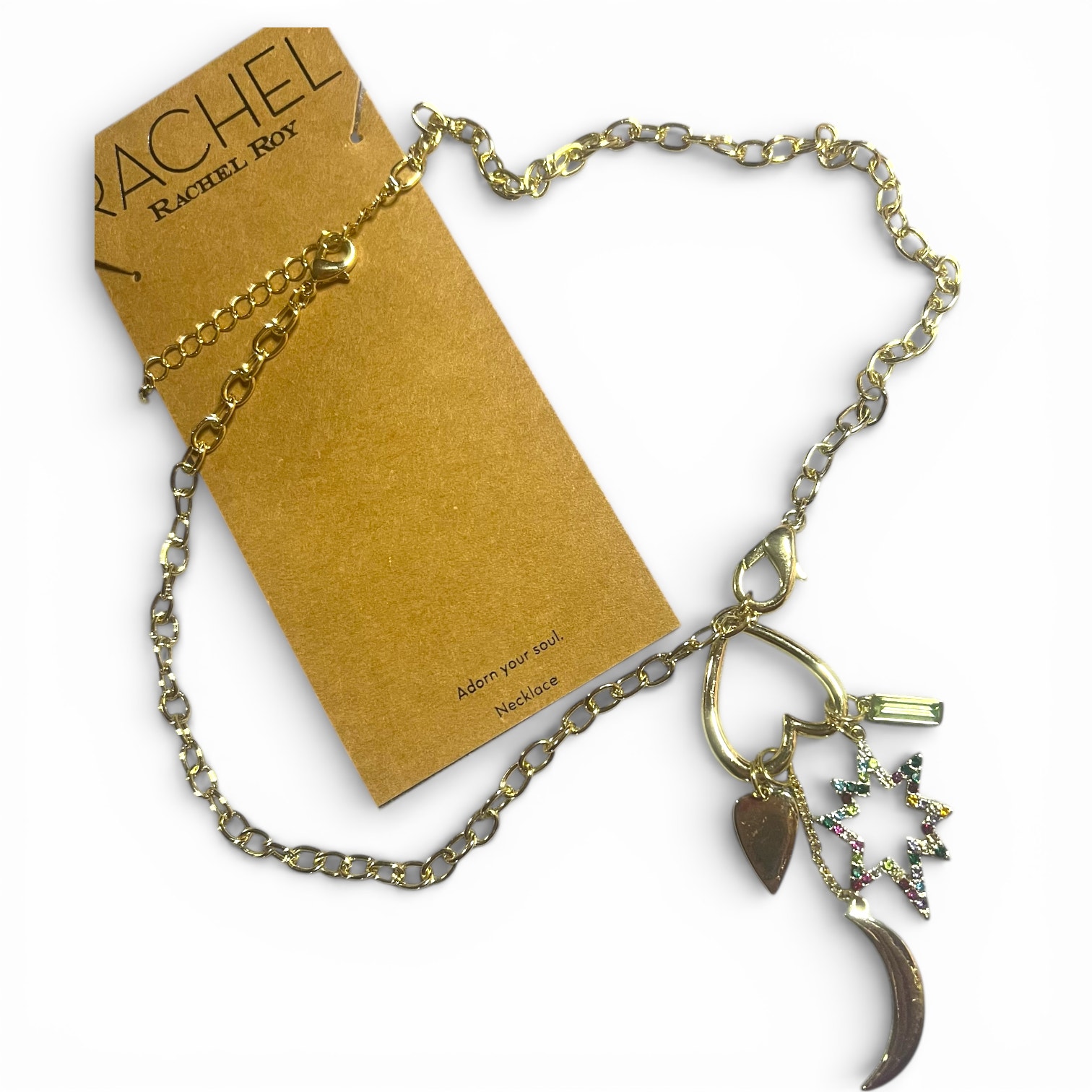 Rachel Roy Nwt 16 Gold Tone Charm Necklace Fairy Glam Festival 28$
